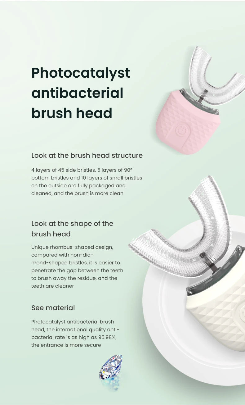 Automatic Toothbrush 360° Full Mouth Whitening Wireless Charging Waterproof Brush Ultrasonic Electric Toothbrush