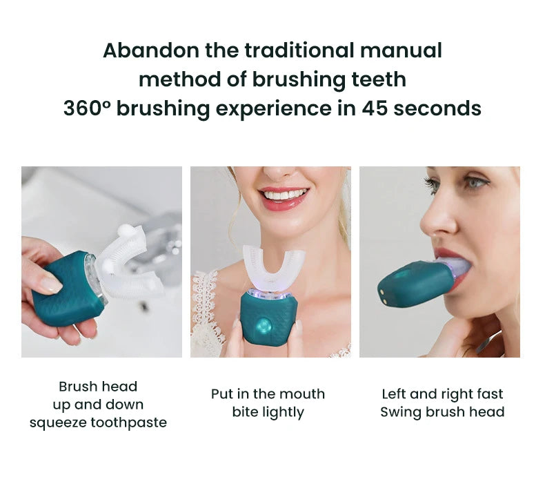 Automatic Toothbrush 360° Full Mouth Whitening Wireless Charging Waterproof Brush Ultrasonic Electric Toothbrush