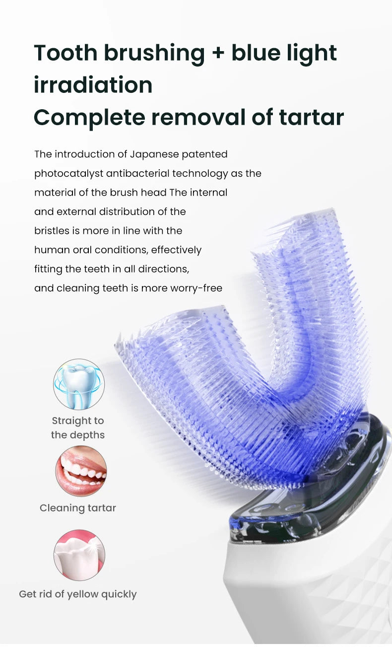 Automatic Toothbrush 360° Full Mouth Whitening Wireless Charging Waterproof Brush Ultrasonic Electric Toothbrush